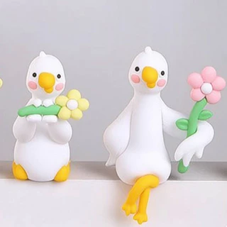 [negjsg] 4 ชิ้น 3D Craft Figurine ตกแต่งคอมพิวเตอร์เครื่องประดับสัตว์ขนาดเล็ก Goose รูปปั้นสําหรับเก้าอี้ตารางชั้นวางของสํานักงาน