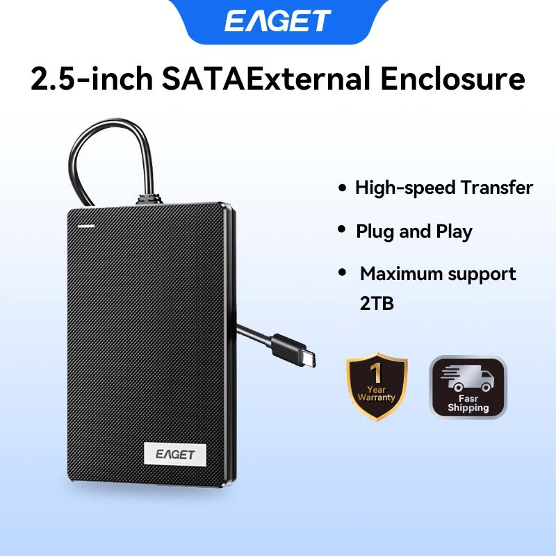 EAGET CE10/CE11 USB3.0 สายเคเบิลในตัว 2.5 นิ้ว SATA HDD SSD กล่องใส่ฮาร์ดไดรฟ์