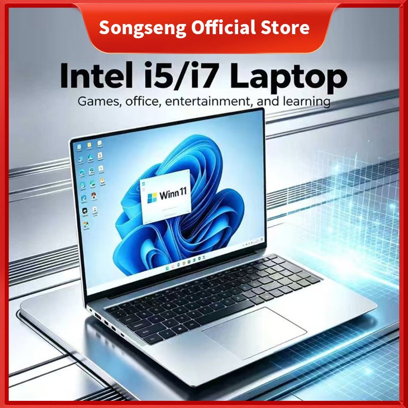 Songseng แล็ปท็อปบางขนาด 15.6 นิ้ว Intel Core i7 Windows 11 HD Display สํานักงานธุรกิจเกม Esports De