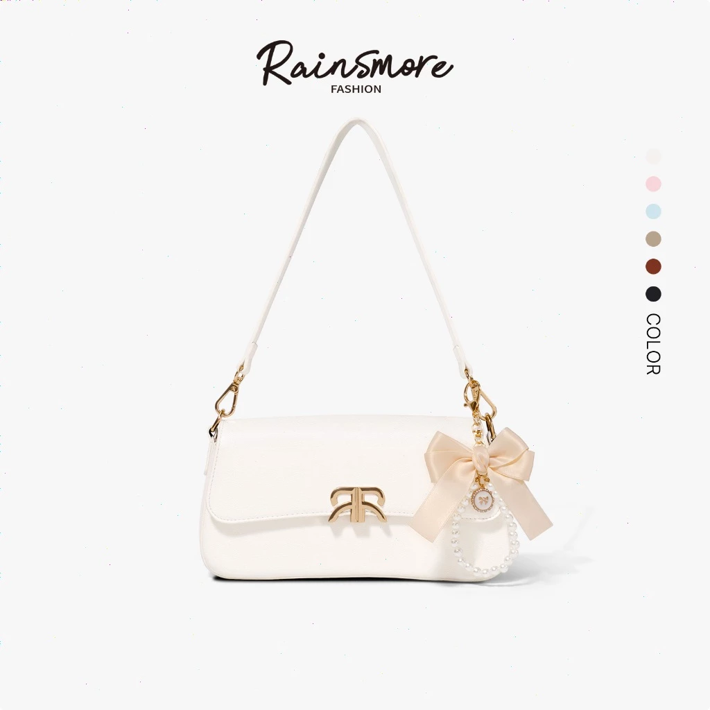 RAINSMORE กระเป๋าแฟนกีดใต้วงแขน/สะพายข้างผู้หญิง สไตล์เกาหลี หนัง PU ทนทาน เข้ากับทุกลุค ความจุใหญ่ แถมถุงของขวัญ เหมาะสำหรับทำงาน/เดท/ส่งของขวัญ