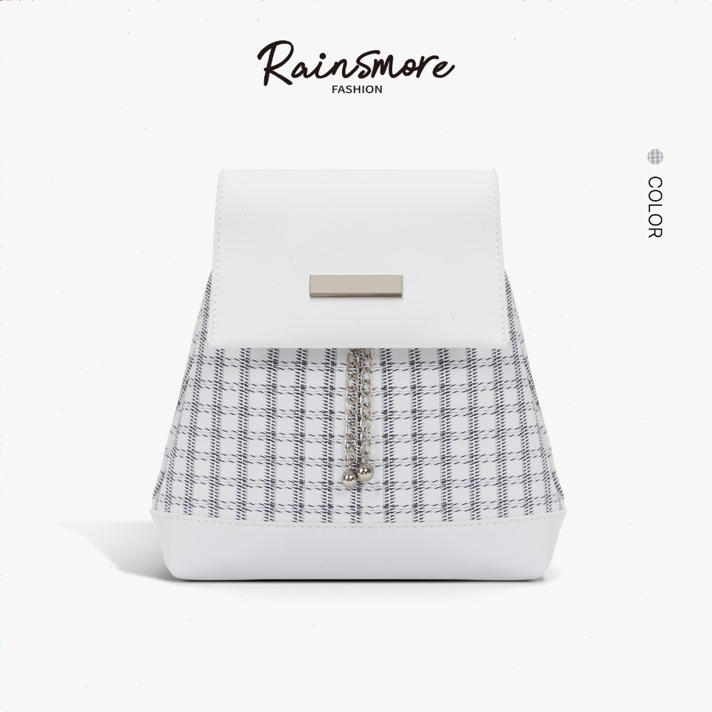 RAINSMORE- กระเป๋าสะพายหลังโซ่ ไซส์ใหญ่ มีระดับ ลายสก๊อต สไตล์คอลเลจ สำหรับผู้หญิง รุ่นใหม่ล่าสุด 2025