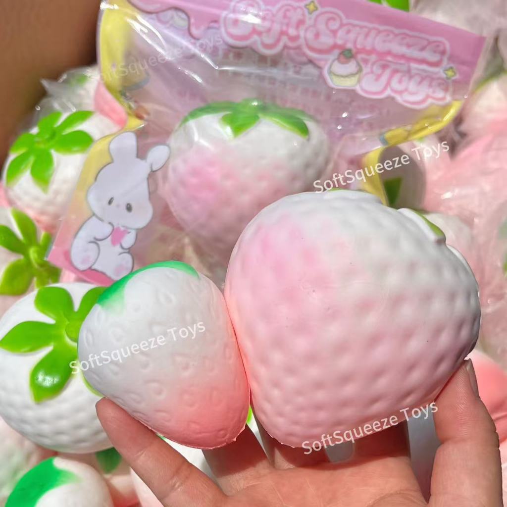 สะท้อนกลับช้ารูปสตรอเบอร์รี่, สกุชชี่ Slow Rise ที่น่าพอใจ – ของเล่นเปียกและแห้งแบบนุ่มสําหรับบรรเทาความเครียด​