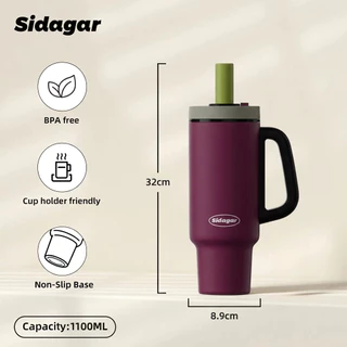 Sidagar 1100ML ความจุขนาดใหญ่ แก้วน้ํา 316 สแตนเลส เคลือบเซรามิก แก้วเก็บอุณหภูมิ ถ้วยน้ํากีฬากลางแจ้ง Sports Water Cup