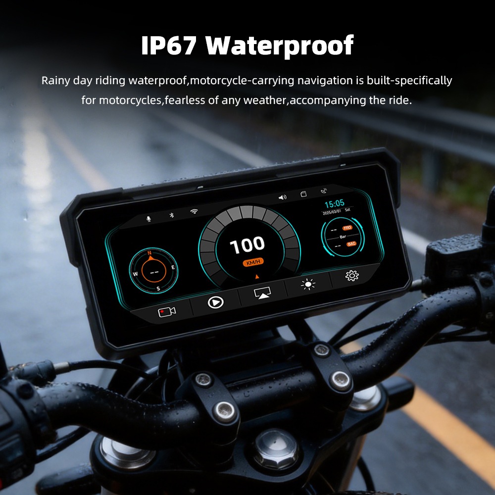 MS-M81-8.1 นิ้ว M81 หน้าจอรถจักรยานยนต์ไร้สาย Carplay Android Auto อุปกรณ์เสริม DVR TPMS