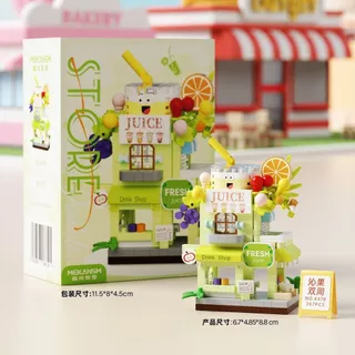 👍ส่งจากกรุงเทพ สองชั้น 8cm ร้านค้าข้างถนน ตัวต่อ ไอศกรีม ชานมไข่มุก ดอกไม้ DIYประกอบ 8cm 364pcs ของเล่นเด็ก ของขวัญ ของตกแต่งโต๊ะไซส์มินิ ชุดของขวัญวันแม่ <Nancy>