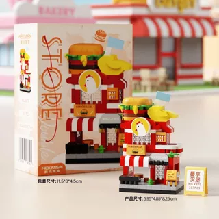 👍ส่งจากกรุงเทพ สองชั้น 8cm ร้านค้าข้างถนน ตัวต่อ ไอศกรีม ชานมไข่มุก ดอกไม้ DIYประกอบ 8cm 364pcs ของเล่นเด็ก ของขวัญ ของตกแต่งโต๊ะไซส์มินิ ชุดของขวัญวันแม่ <Nancy>