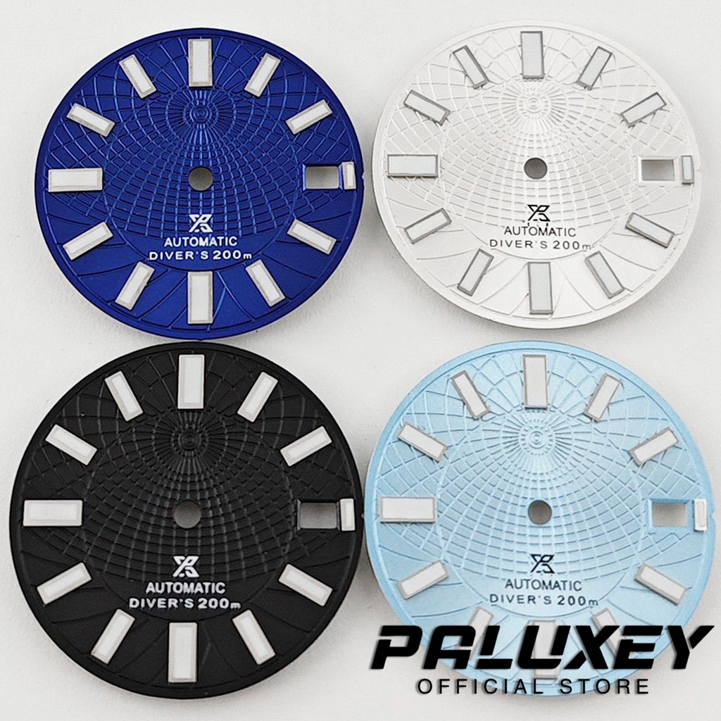 PALUXEY สีเขียวส่องสว่างอะไหล่ 28.5 มม.Deep Sea Texture Prospex นาฬิกาสําหรับ NH35 NH35A 4R/7S การเคลื่อนไหว DIVERS นาฬิกา Faces