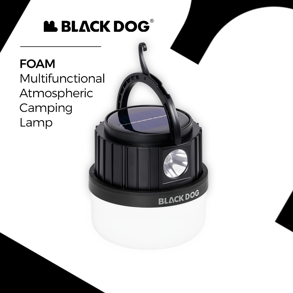 BLACKDOG หลอดไฟแคมป์ปิ้งสภาพแวดล้อม ชาร์จด้วยแสงอาทิตย์ แบตเตอรี่ 2400mAh สำหรับกลางแจ้ง