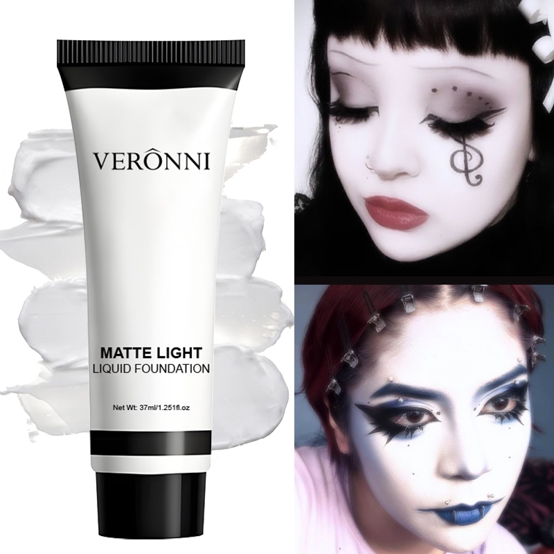 VERONNI รองพื้นชนิดน้ําสีขาวบริสุทธิ์, ตัวปรับรองพื้นคอนซีลเลอร์กันน้ํา, เฉดสีผสมได้สําหรับแต่งหน้า COS & Stage(37ml)
