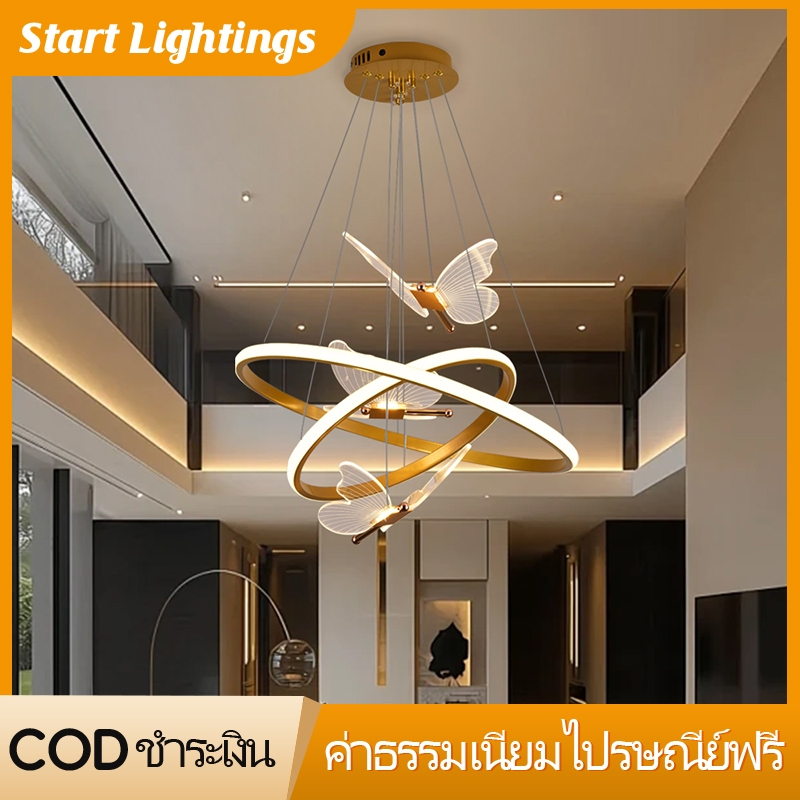 ห้องรับประทานอาหารที่ทันสมัยสร้างสรรค์จี้โคมไฟบ้านห้องนั่งเล่นโคมระย้า นํา ใหม่ผีเสื้อห้องนอนแสง