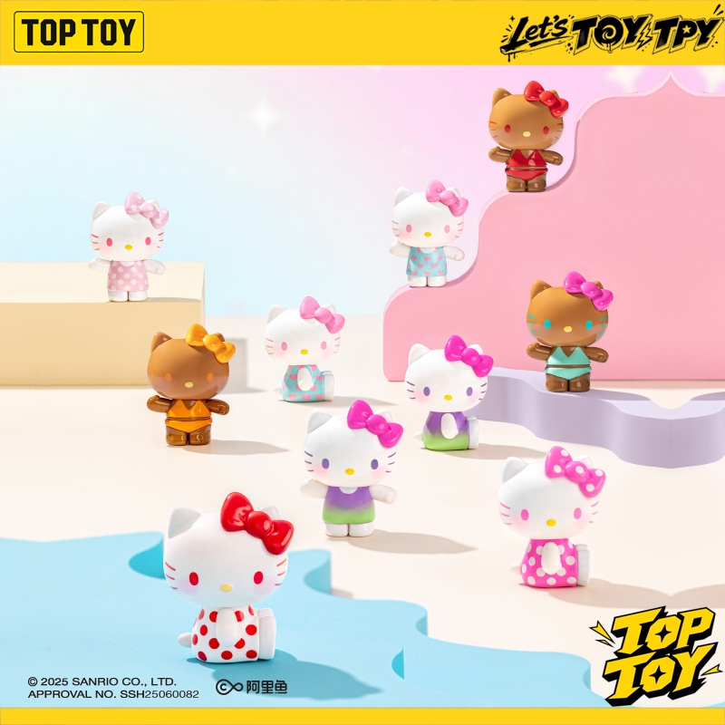 TOPTOY x Hello Kitty Summer Rainbow Candy Mini Figures Surprise Bag ฟิกเกอร์ของเล่น ของขวัญ ของขวัญวันเกิด 1 ถุง (3 ชิ้นต่อถุง)