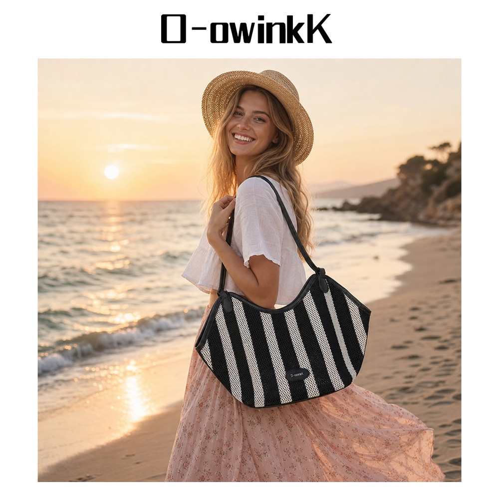 O-owinkK حقيبة هوبو شبكية مقلمة مع حقيبة داخلية — صورة 3