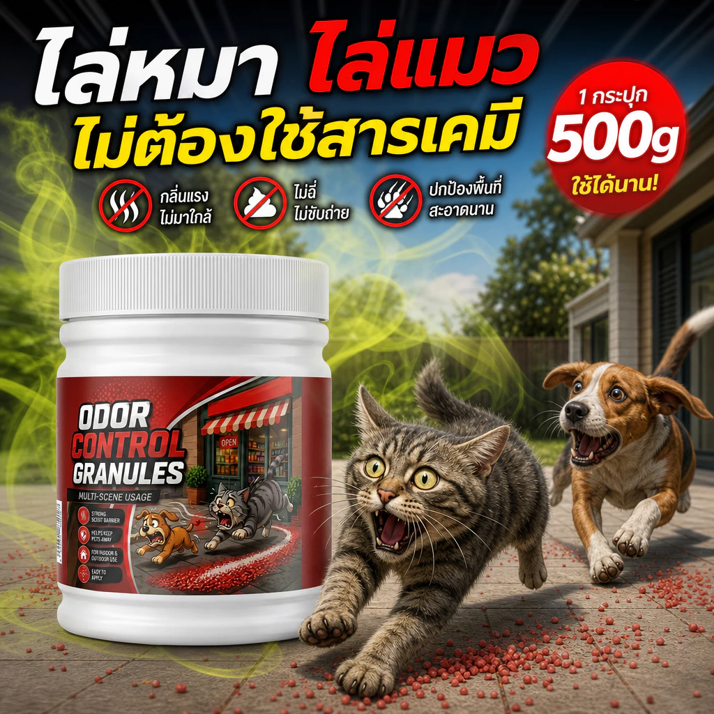 หมดปัญหาแมวหมากวนใจ! ผงไล่แมวและสุนัข 500g กลิ่นช่วยป้องกันสัตว์เข้าพื้นที่ ใช้งานง่าย