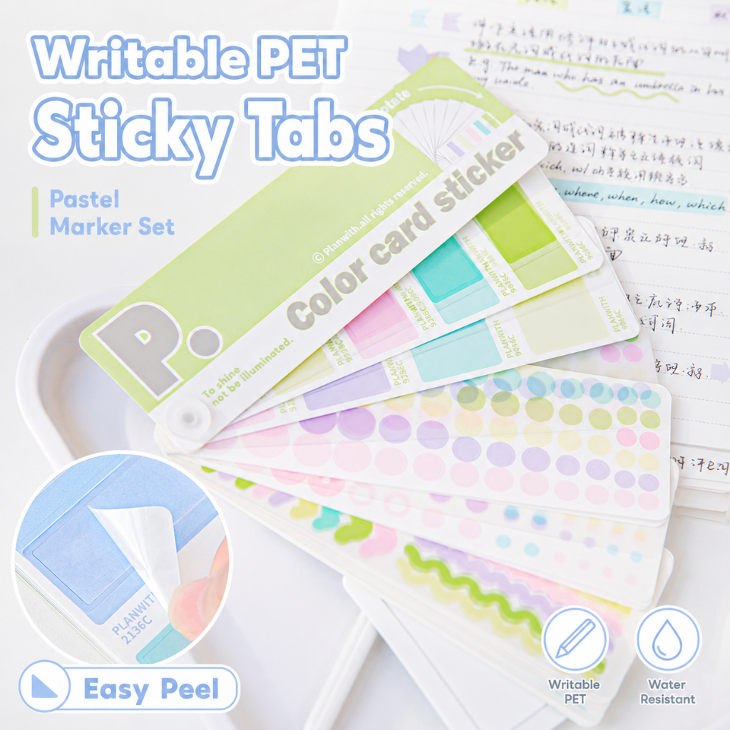 Cdaily แท็บดัชนีหมุนได้ แผ่น PET เขียนได้ 170 x 52 mm สำหรับตกแต่งแพลนเนอร์ ไดอารี่ และงานคอลลาจ DIY