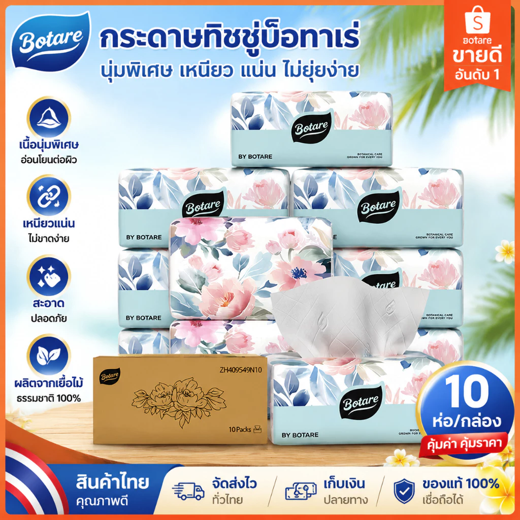 [ขายดี] โบทาเร อากาศ เบาะ เบาะลมแบบใช้แล้วทิ้ง ดีลักซ์ ปลอบโยน กระดาษทิชชู่ ทําจากไม้บริสุทธิ์ ไม่หักง่ายเมื่อโดนน้ํา ขนาดให 4 ชั้น