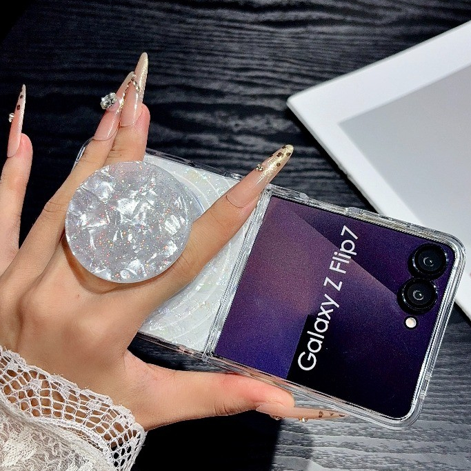 Luxury Ripple shell รูปแบบวงเล็บแม่เหล็กสําหรับ Samsung Galaxy Z Flip 5 6 7 8 ZFlip7 FE ชุดมีสไตล์กันกระแทก