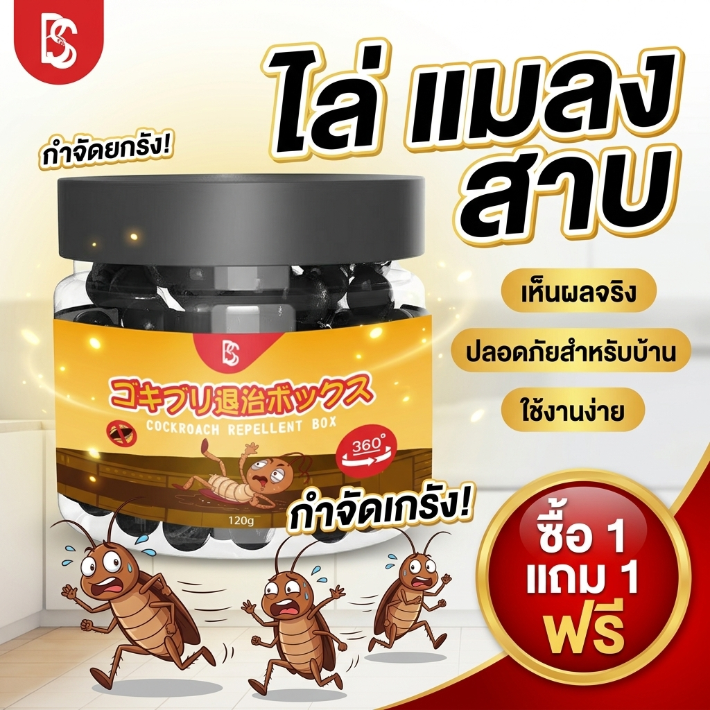 100 กิโลเมตร ไม่มีแมลงสาบ BS ไล่สาบ ยาแมลงสาบ ฆ่าสาบ ไม่มีแมลงสาบ-ยากำจัดสาบ กำจัดสาบ เจลหอมกำจัดสาป เติมน้ำ ใช้ได้ไม่จำกัด ซื้อ 1 แถม 1 เจลหอมสาป สารสกัดจาก