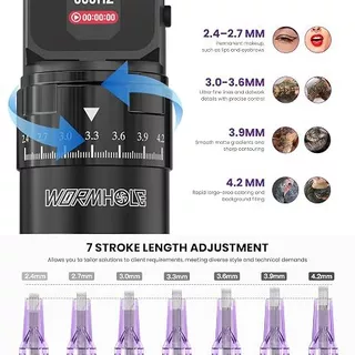 รวมแบตเตอรี่ 2 ชิ้น 2300มะห์ - รูหนอน ชุดปากกาสักไร้สายพร้อมจอแสดงผลสมาร์ทความยาว 7 จังหวะและเครื่องโรตารี่มืออาช