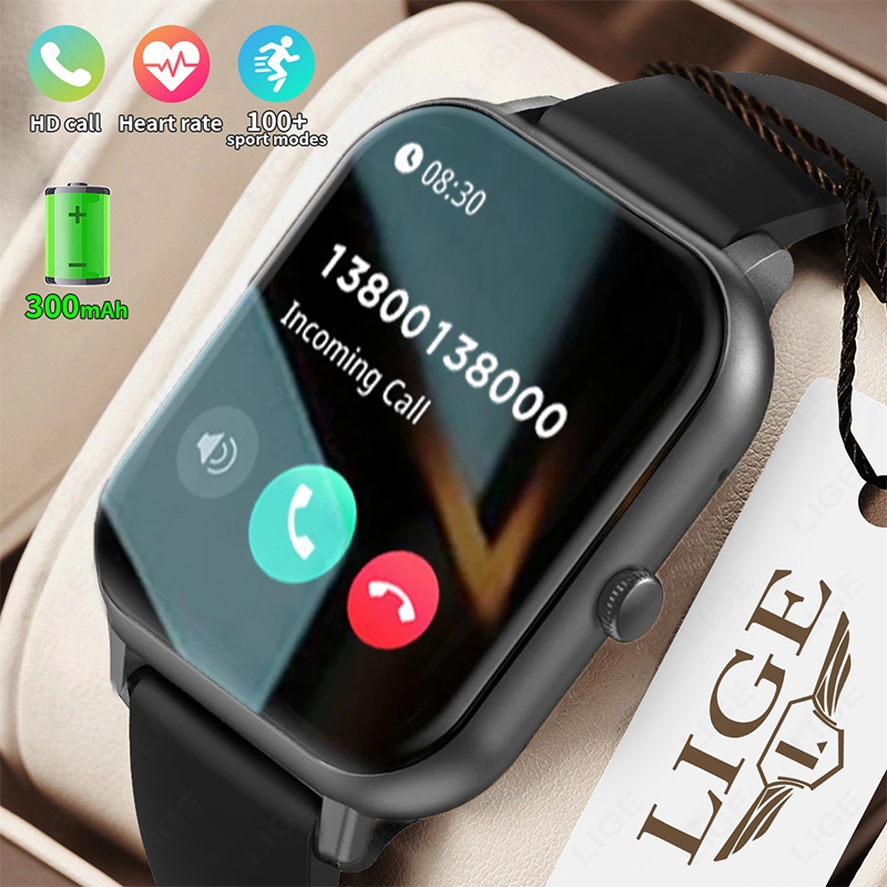 LIGE 1.83 หน้าจอ HD สมาร์ทวอท์ช Pedometer กันน้ํา 100 + โหมดกีฬา Fitness Smartwatch