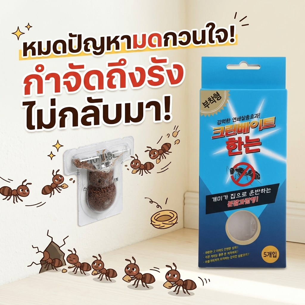 สินค้านำเข้า ยอดนิยม กำจัดมด ยาฆ่ามด ยากำจัดมด เหยื่อมด 100%ได้ผล แปะเบา ฆ่ามดได้ทุกมุม ปลอดภัยต่อคนและสัตว์เลี้ยง