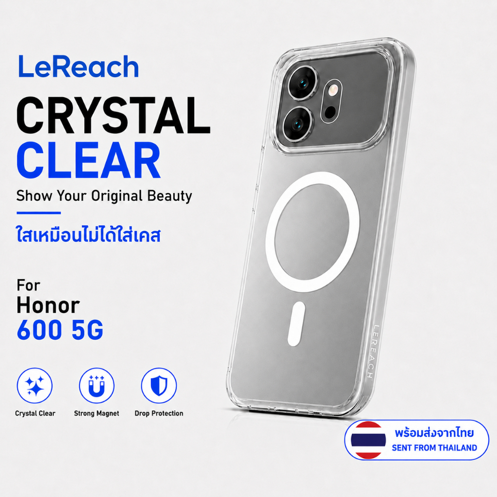 【ส่งจากไทย】LeReach Honor 600 Pro 5G / Honor 600 5G Clear Magnetic Case เคสใสแม่เหล็ก กันกระแทก กันรอยเลนส์ บางเบา ส่งจากไทย