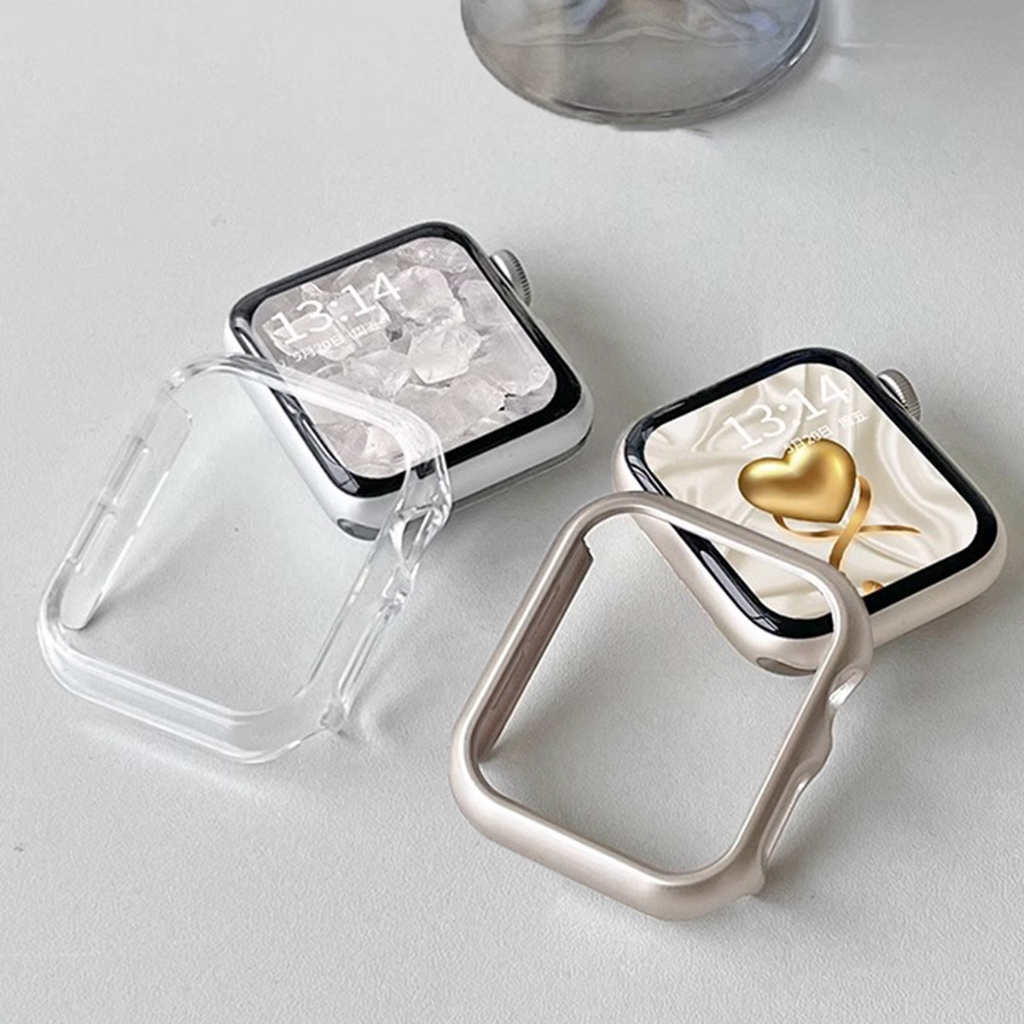 เคส PC กันกระแทกผิวด้านสำหรับ Apple Watch 10 11 42mm 46mm 1 2 3 42mm 38mm 4 5 6 40mm 44mm 7 8 9 41mm 45mm ไม่มีฟิล์มกันรอย