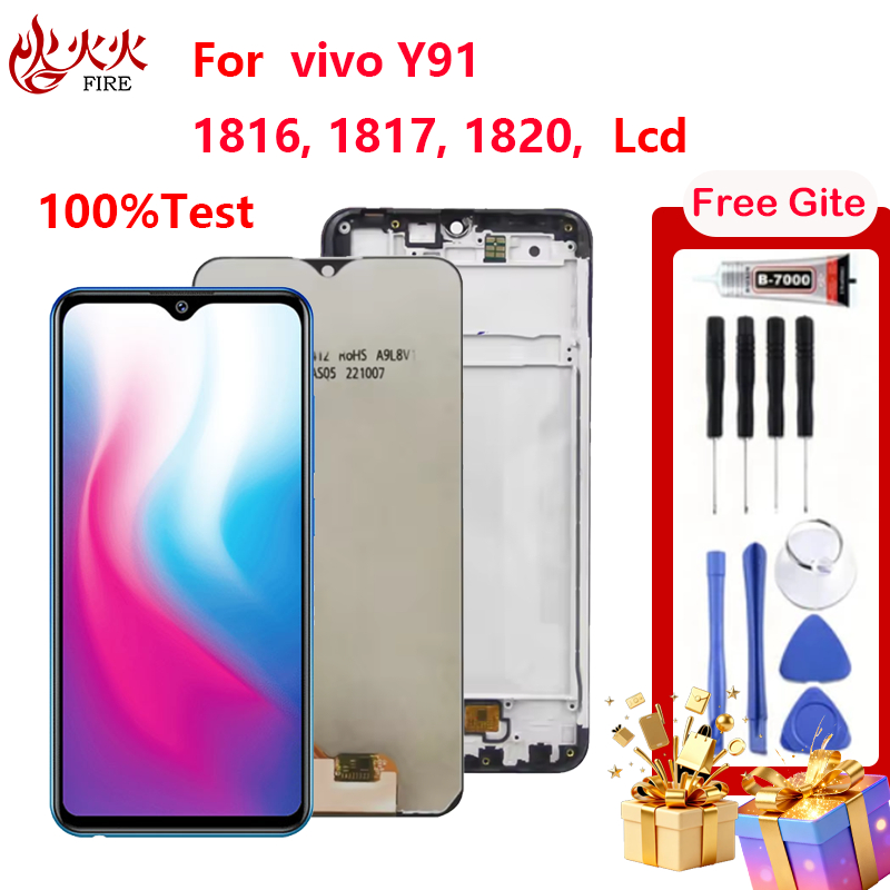 จอแสดงผล LCD สําหรับ vivo Y91 1816 1817 1820 1811 PD1818BF_EX Touch Screen Digitizer Assembly กรอบอะ