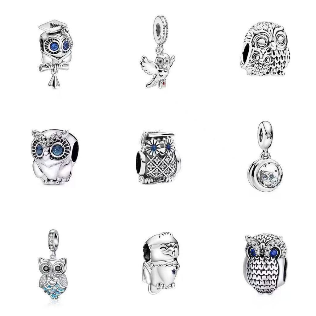 2026 NewS925 Silver Owl 3D Beaded Pendant / Fashion and Simple Pendant