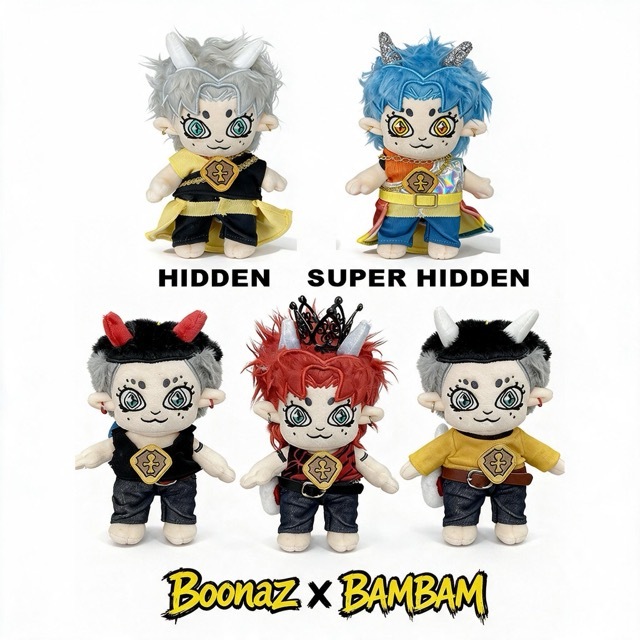 จํากัด Boonaz x BamBam Central Park Co-brand Series ตุ๊กตาปีศาจผมสีแดงฮอร์น Gothic ตุ๊กตาของเล่น Kawaii Cool ของเล่นสะสม Surprise ของขวัญ