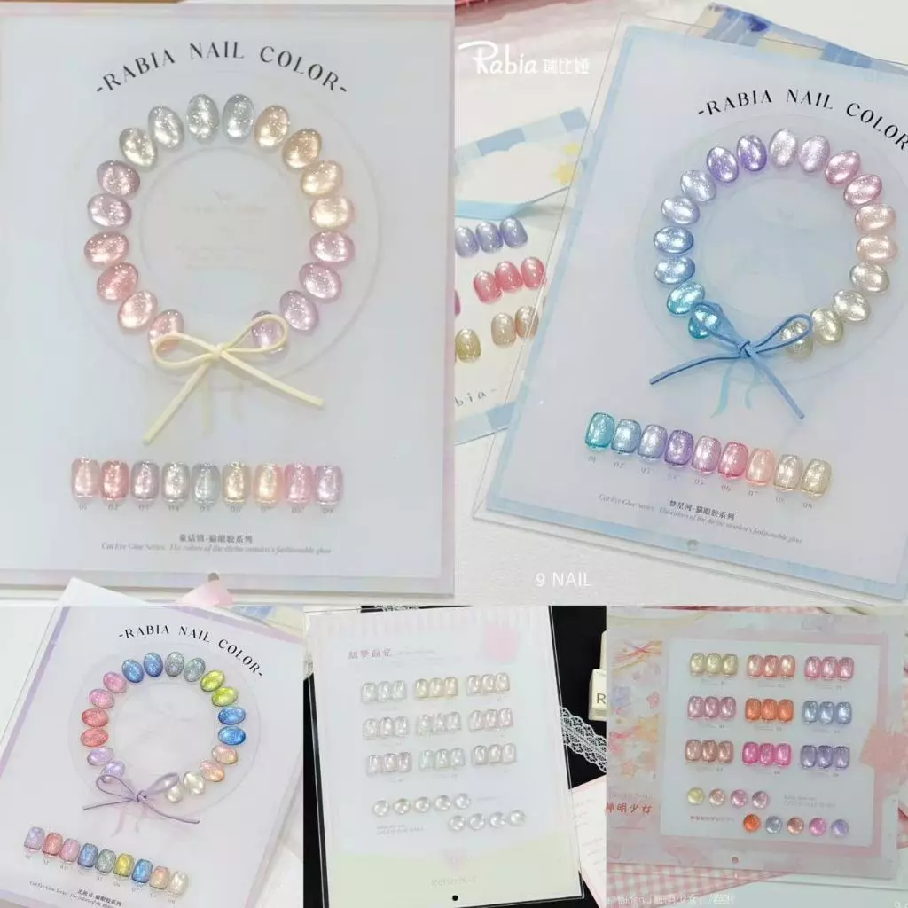 พร้อมส่ง RABIA 9 สี สีเจลแคทอาย 9 สี ✨ สีเจลแคทอายเนื้อซาติน + เจลแคทอายลูกแก้ว เซ็ตใหม่ โทนสวยละมุน แถมชาร์ทสี