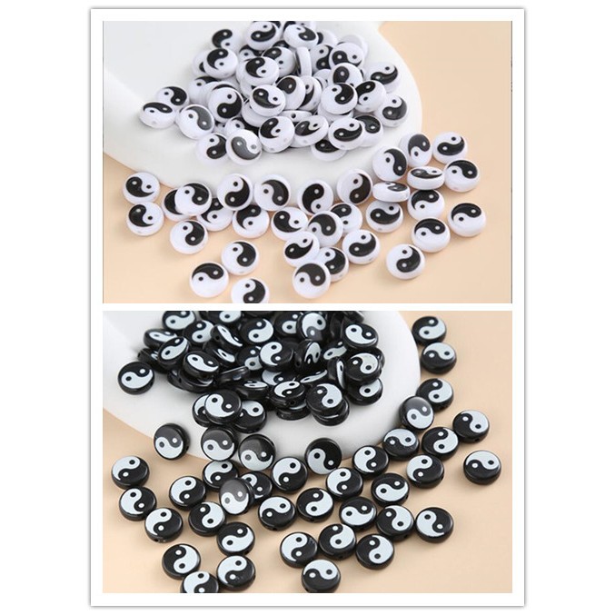 อะคริลิคสีดํา/สีขาว Great ultimate Charm ลูกปัดแบบหลวมสําหรับ DIY เครื่องประดับ Handcraft ประมาณ 4x7