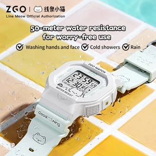 ZGO นาฬิกาดิจิตอลสำหรับเด็กผู้หญิง นักเรียน กันน้ำลึก 50 เมตร มีไฟเรืองแสง หลายฟังก์ชัน รุ่น 8618