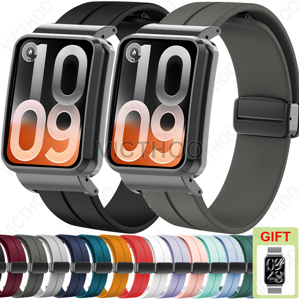 สายรัดซิลิโคนอุปกรณ์เสริมสร้อยข้อมือหัวเข็มขัดพร้อมเคสโลหะสําหรับ Xiaomi Smart Band 10 Pro 9 Pro 8 Pro 7 Pro