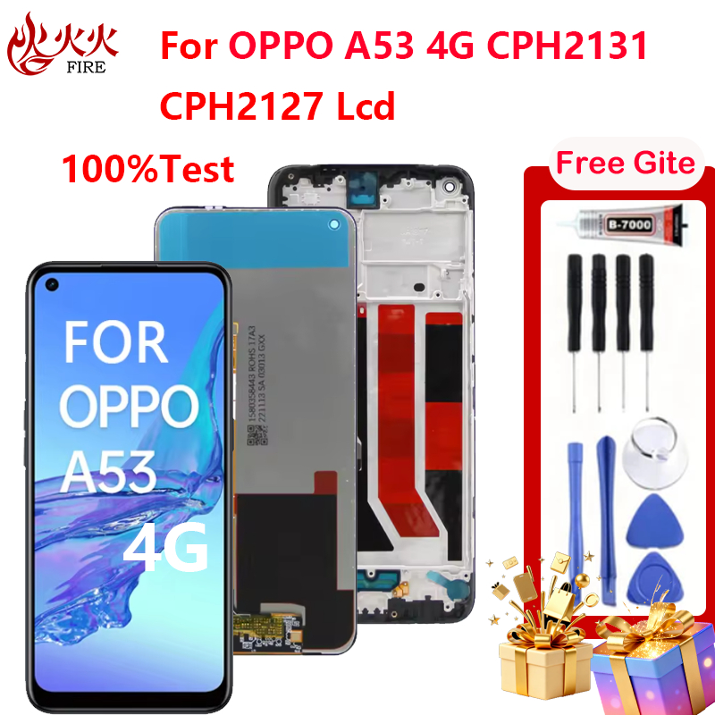 จอแสดงผล LCD สําหรับ OPPO A53 CPH2127, CPH2131 Touch Screen Digitizer Assembly กรอบอะไหล่