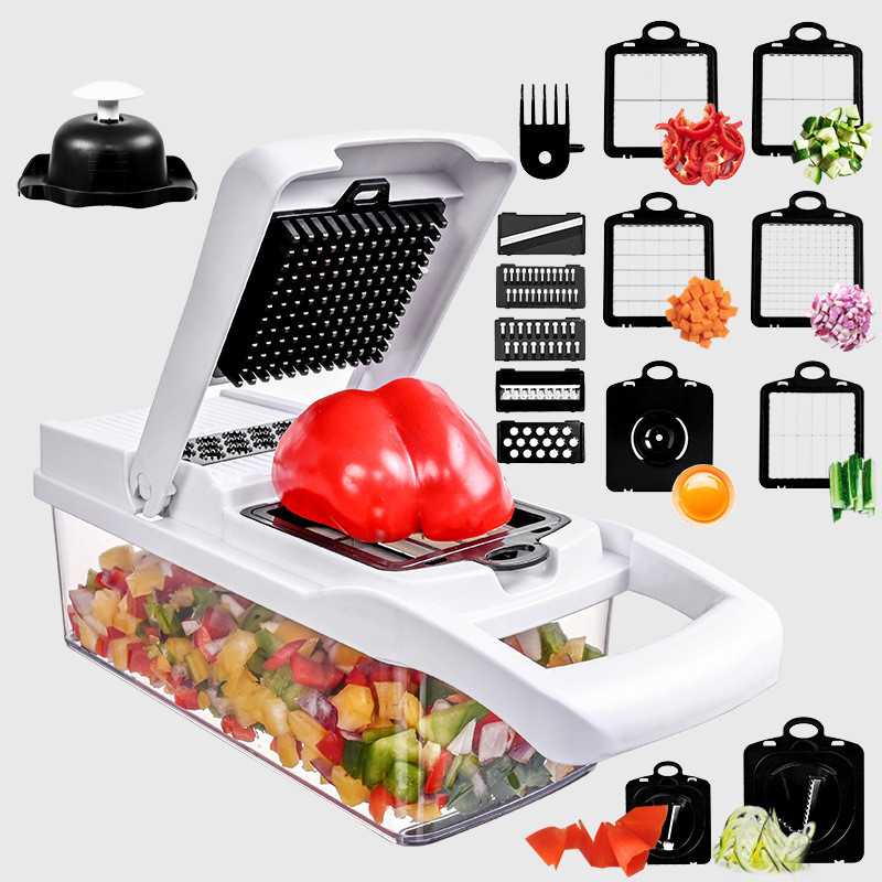 (14 in 1)Vegetable Chopper - Spiralizer Vegetable Slicer - Onion Chopper with Container - Pro Food C