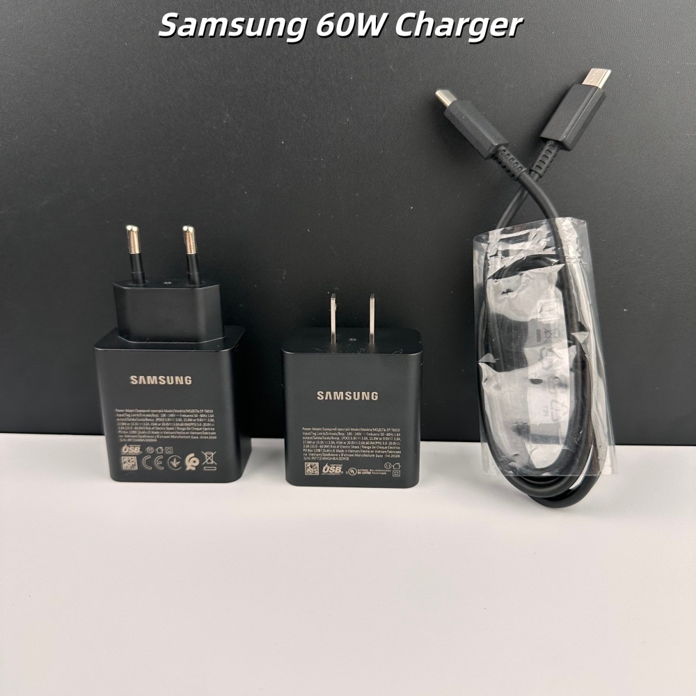 Original Samsung 60W EU US Super Fast PD Charger 3.0 อะแดปเตอร์ 1M 5A ประเภท C สําหรับ S26 Ultra S25