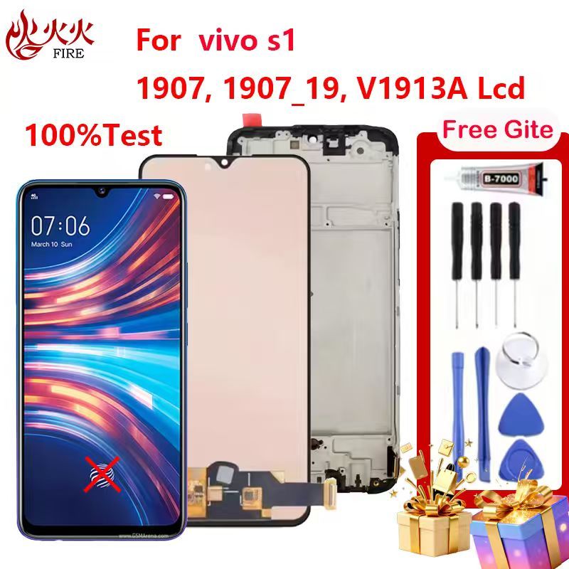 จอแสดงผล LCD สําหรับ Vivo S1 1907 V1907 1907_19 V1913A Touch Screen Digitizer Assembly กรอบอะไหล่