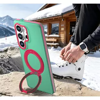เคสโทรศัพท์แม่เหล็กสีตัดกัน 360° ขาตั้งแหวนหมุนได้ ขอบกันลื่น ฝาครอบป้องกันกันกระแทก ใช้ได้กับ Samsung S26 Ultra, Samsung S25, Samsung S24 Ultra, Sams