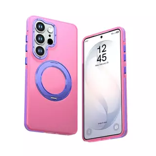 เคสโทรศัพท์แม่เหล็กสีตัดกัน 360° ขาตั้งแหวนหมุนได้ ขอบกันลื่น ฝาครอบป้องกันกันกระแทก ใช้ได้กับ Samsung S26 Ultra, Samsung S25, Samsung S24 Ultra, Sams
