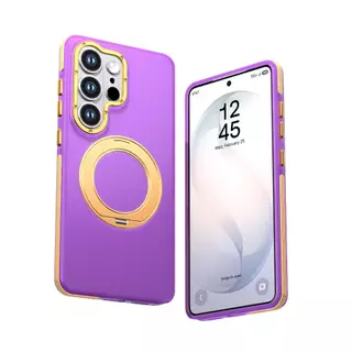 เคสโทรศัพท์แม่เหล็กสีตัดกัน 360° ขาตั้งแหวนหมุนได้ ขอบกันลื่น ฝาครอบป้องกันกันกระแทก ใช้ได้กับ Samsung S26 Ultra, Samsung S25, Samsung S24 Ultra, Sams