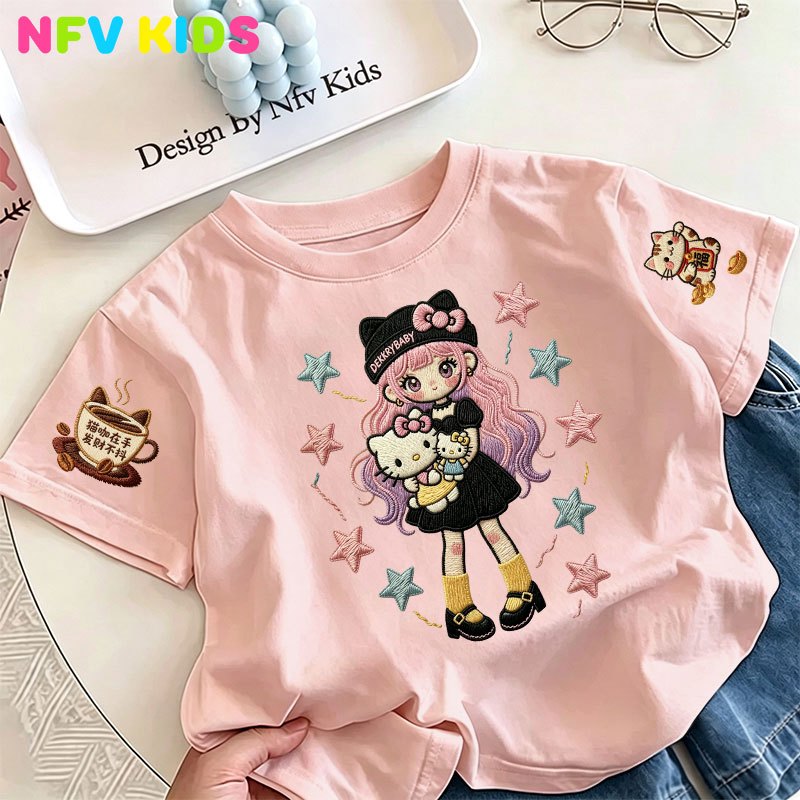 【พร้อมส่ง&COD】NFV KIDS เสื้อยืดแขนสั้นเด็ก💕ใส่สบาย ระบายอากาศ ทันสมัยและเรียบง่าย ลายน่ารัก ทรงหลวม ซึบซับเหงื่อ YG5548
