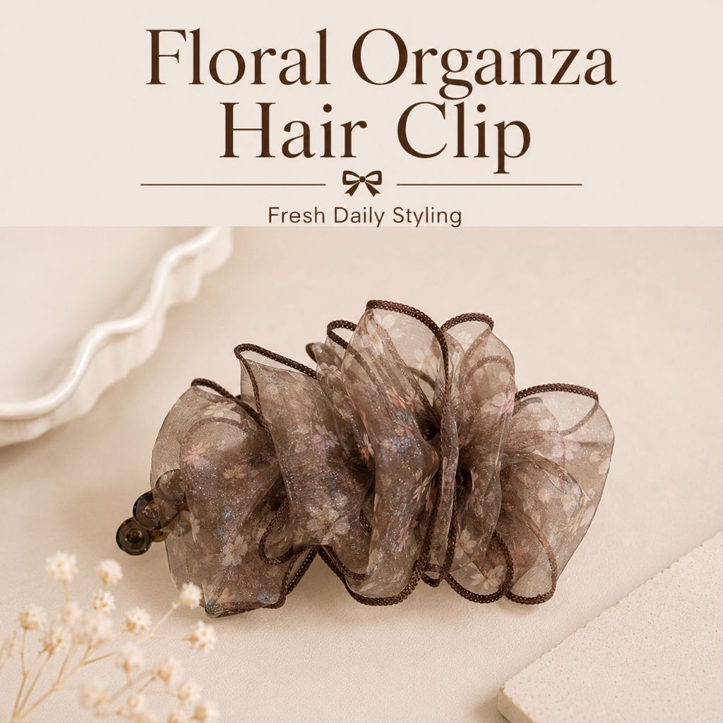 สไตล์ใหม่ล่าสุดเวอร์ชั่นเกาหลี Blossom Net Banana Clip Sophisticated Snap Clip for Girls High Ponytail Back Head Poised Universal Hair Clip Non-Slip Hair Accessory for Daily Com