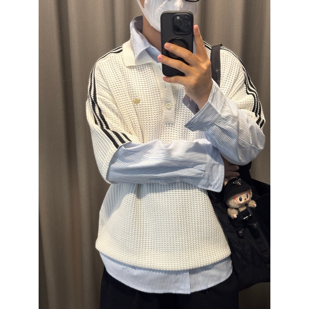 ☘️☘️พร้อมสต็อก Adidas waffle เสื้อโปโล Adidas สําหรับผู้หญิง man Waffle เย็บปักถักร้อยลายแขนสั้นสไตล