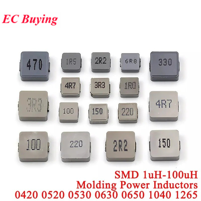 5 ชิ้น SMD Molding Power Inductors 0420 0520 0530 0630 0650 1040 1265 1R0 2R2 6R8 1UH 2.2 3.3 4.7 6.8 33 100UH 2.2UH การเหนี่ยวนํา