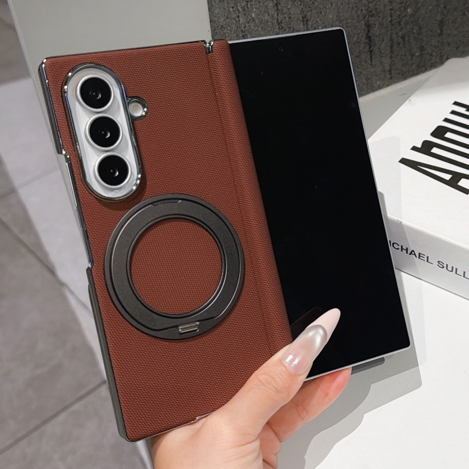 SAMSUNG เคสขาตั้งหมุนได้แม่เหล็กสําหรับ ซัมซุง Z พับ 5 6 7 8 บานพับฝาครอบป้องกันหนังกันกระแทก