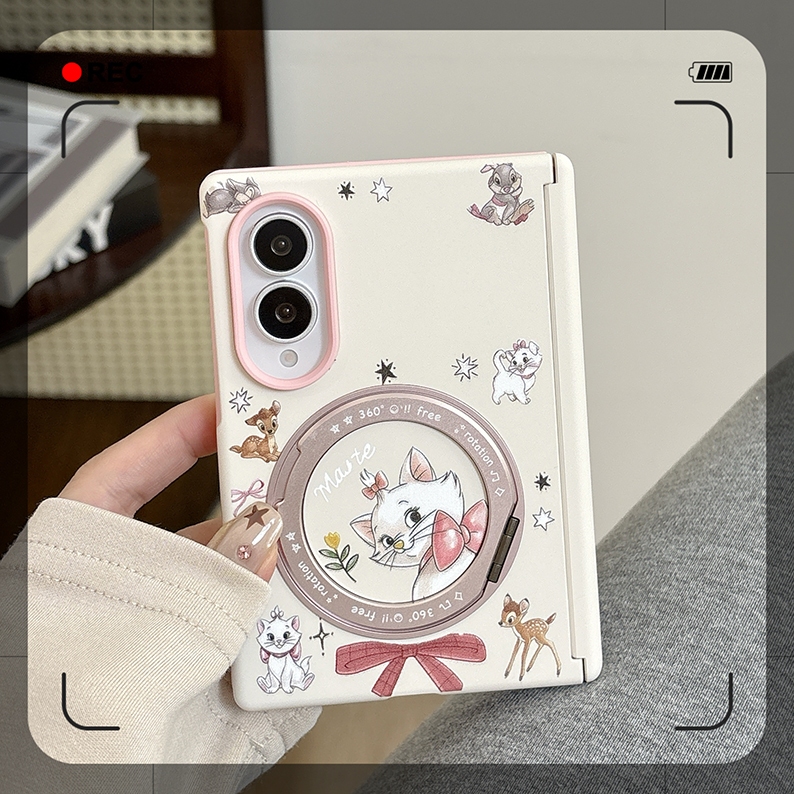 เหมาะสําหรับ Samsung Galaxy Z Fold 8 Cute Mary Cat 360 All in One Stand Matte Phone Case