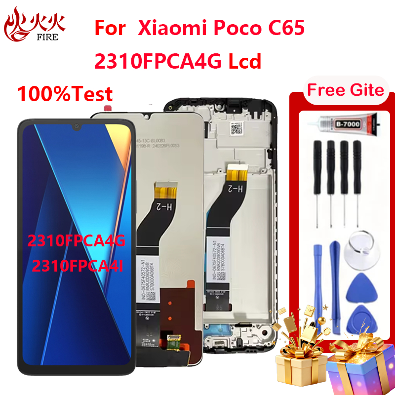 จอแสดงผล LCD สําหรับ Xiaomi Poco C65 2310FPCA4G 2310FPCA4I Touch Screen Digitizer Assembly กรอบอะไหล