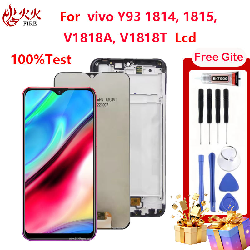 จอแสดงผล LCD สําหรับ vivo Y93 1814, 1815 V1818A V1818T Touch Screen Digitizer Assembly กรอบอะไหล่