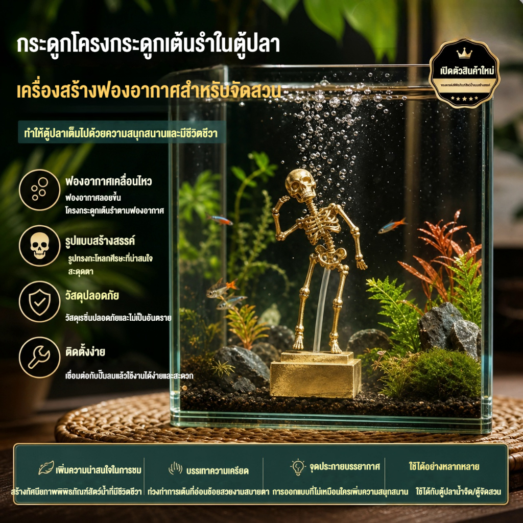 มาใหม่เต้นรําโครงกระดูกอากาศฟองเครื่องประดับสําหรับพิพิธภัณฑ์สัตว์น้ํา