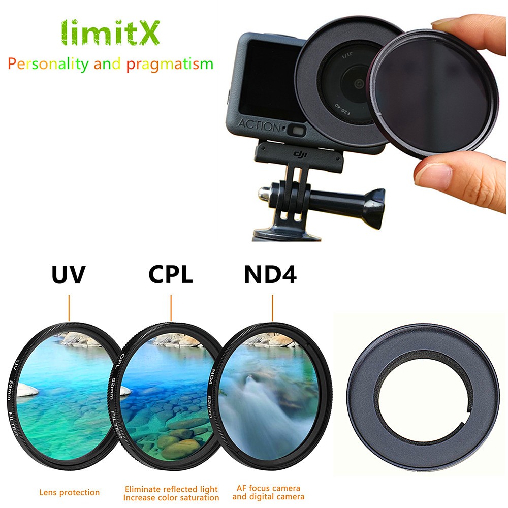 UV CPL ND4 ND8 ND1000 สําเร็จการศึกษาสีเทากรองเลนส์อะแดปเตอร์แหวนสําหรับ DJI Action 6 3 4 5 Pro กล้อ